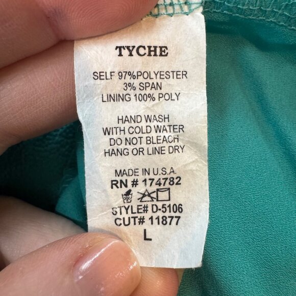 Tyche Grecian Goddess Maxi Dress Teal Draped One Shoulder Formal Gown Size L - Picture 5 of 12